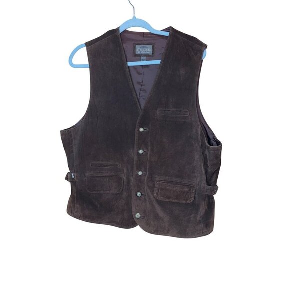 Structure Collezioni Vintage Mens Vest Size Large Brown Suede Pockets Casual